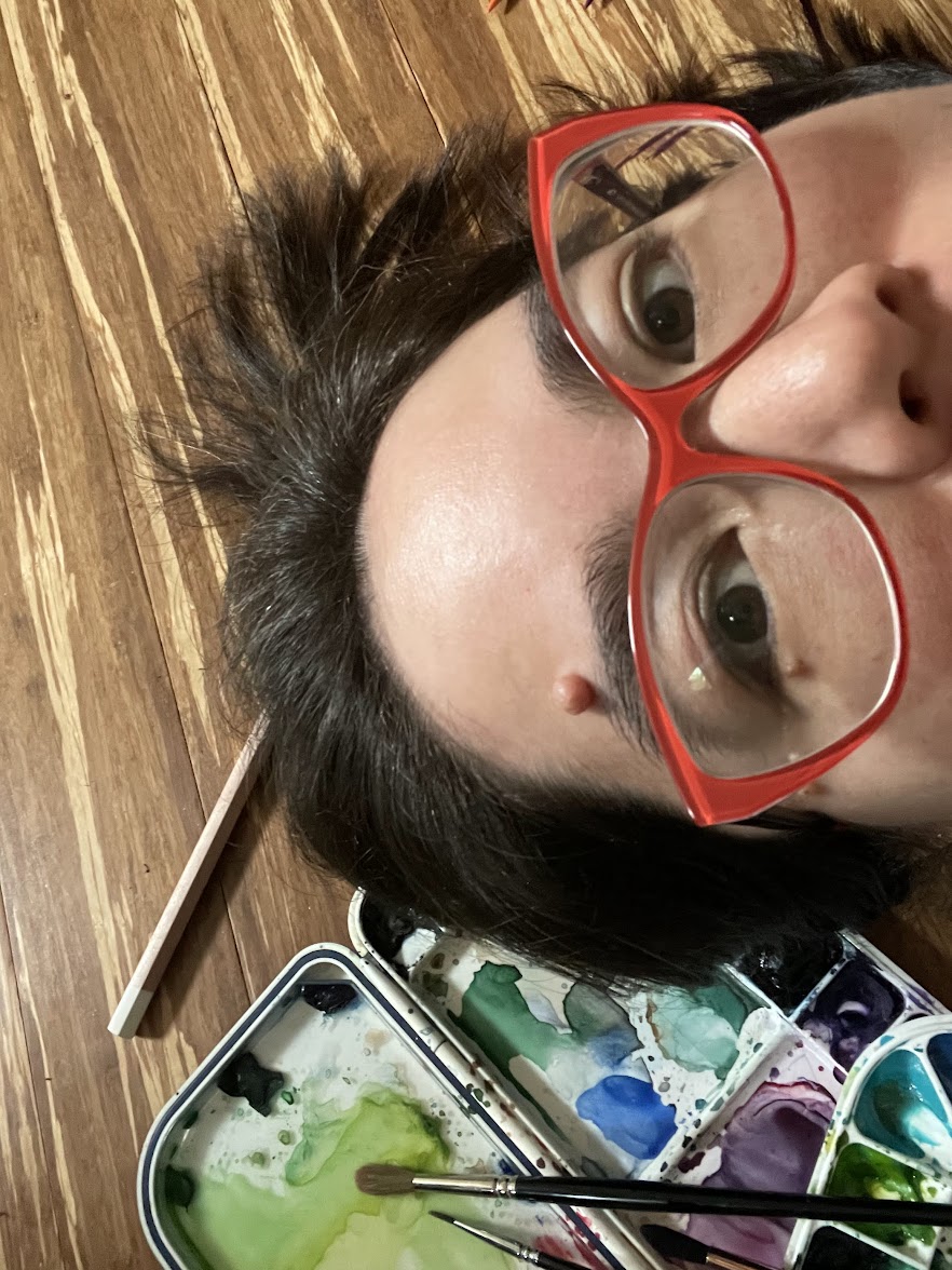 a picture of me with some art supplies